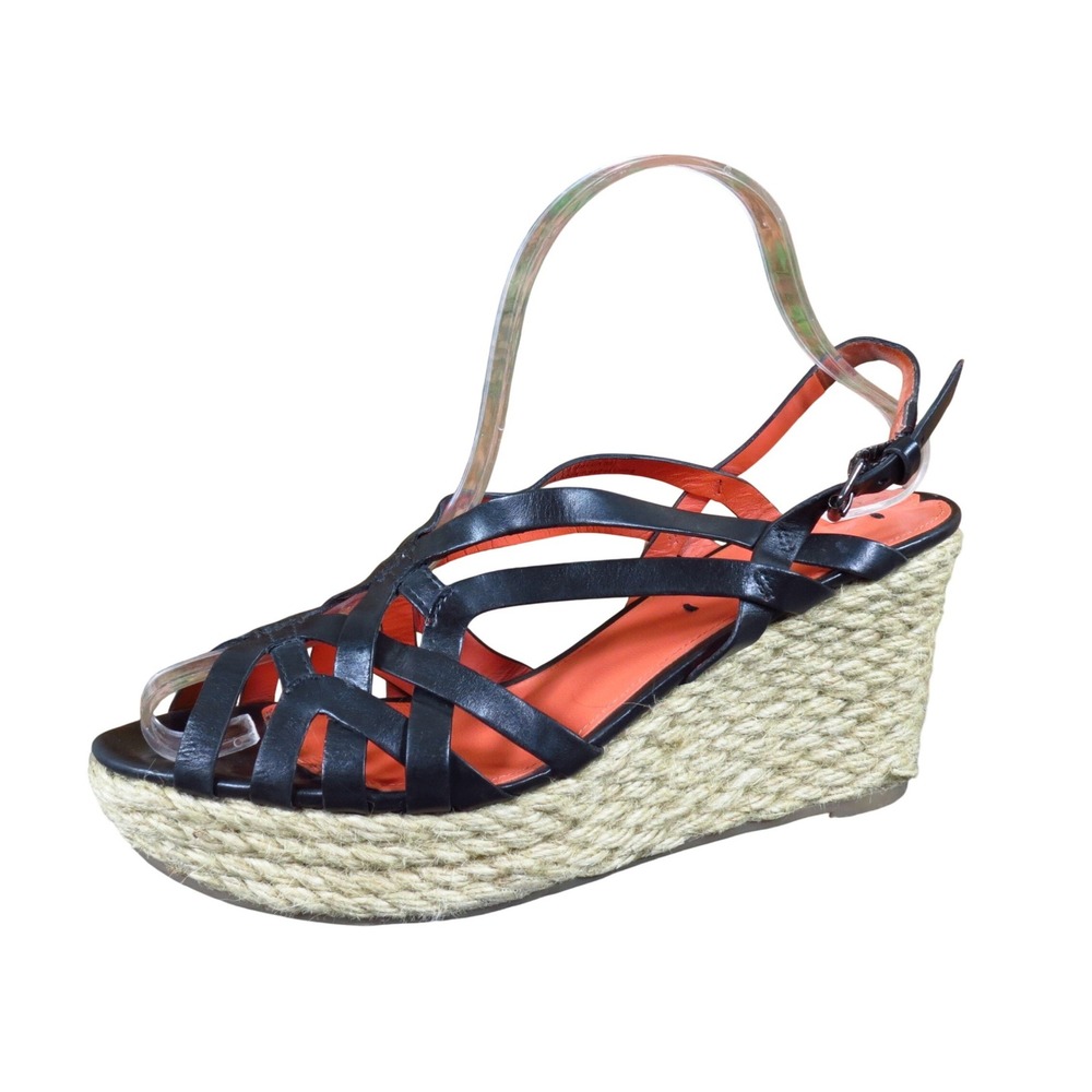Via Spiga Mabel Womens Espadrille Wedge Sandals Size 8 Summer‎ Black Leather